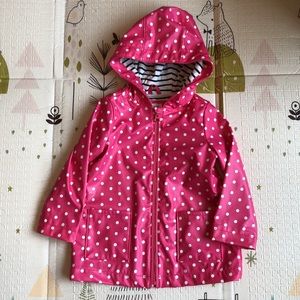 GAP Toddler Girl Pink Polka Dotted Hooded Raincoat (3 Years)